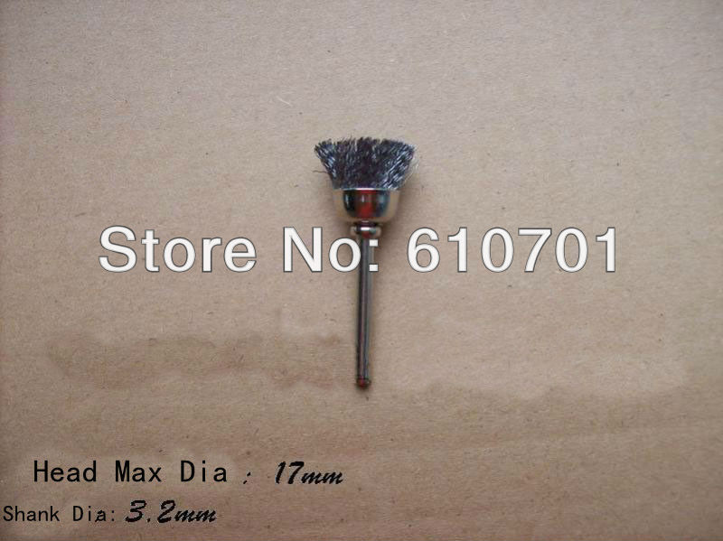 5PCS  /   17mm  η ƿ ̾ 귯 3.2mm ǵ帱 Ÿ   ׶δ /5PCS Bowl/Cup Shape 17mm End Stainless Steel Wire Brush 3.2mm mandrel For Rotary